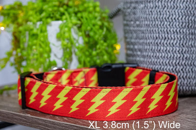 Red & Yellow Bolt Dog Collar (Neoprene)-Dizzy Dog Collars-Dizzy Dog Collars