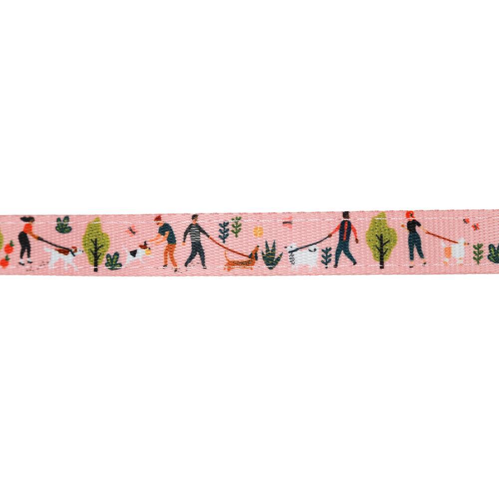 Pink Peach Neoprene Dog Leash with dog walking, dog walkers and daisies designed in Australia