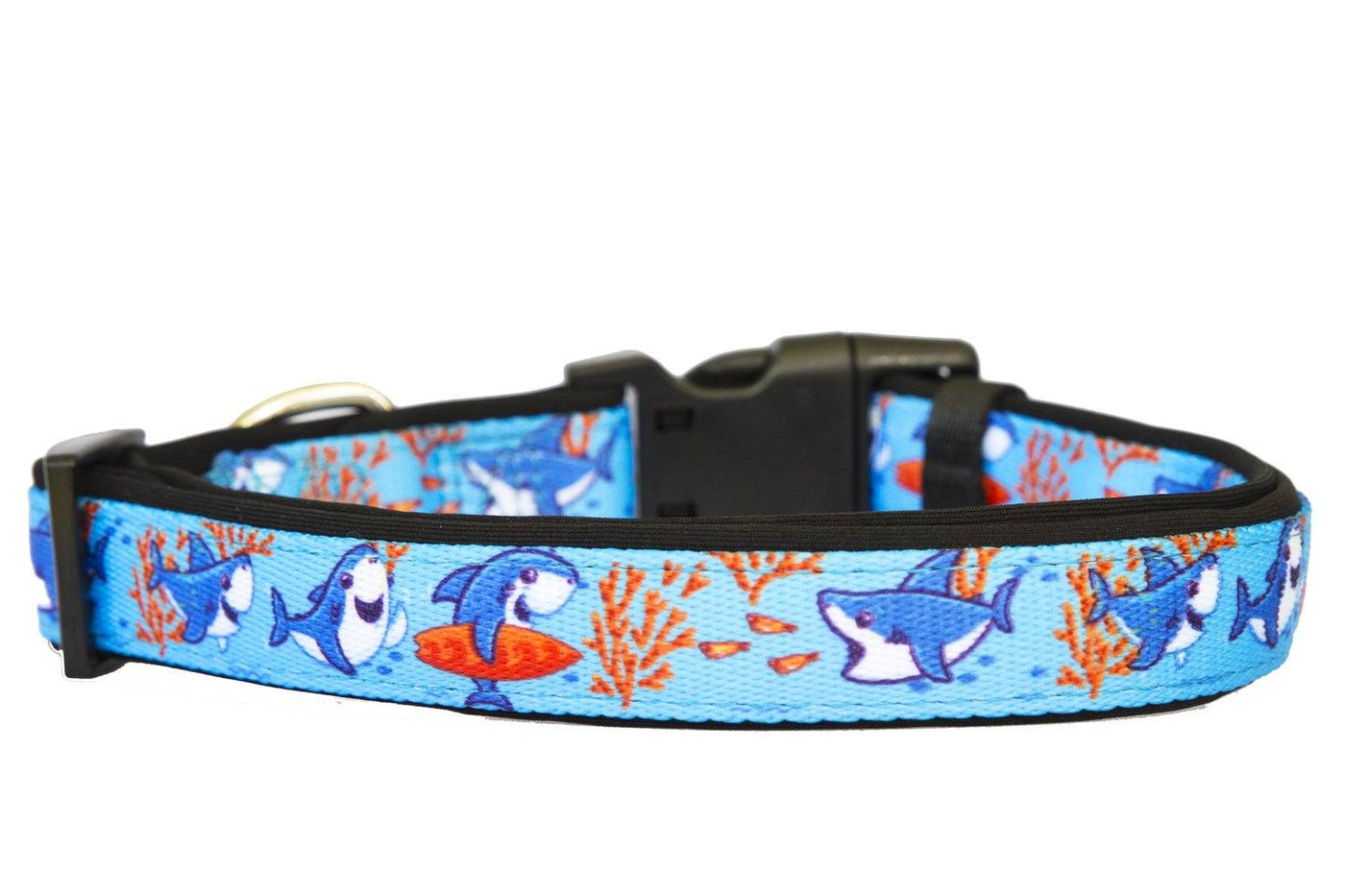 Sharks Dog Collar (Neoprene)-Dog Collar-Dizzy Dog Collars-Small-Dizzy Dog Collars
