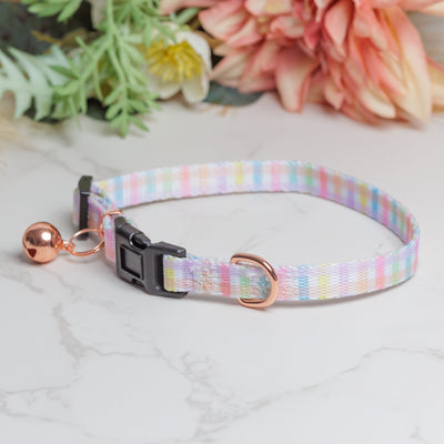 Sherbet Gingham Cat Collar | Toy Breed Dog Collar | Puppy Collar-cat collar-Dizzy Dog Collars