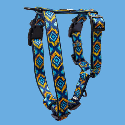 Step in H-Harness with front & back attachment | Aztec Empire | Fully Padded Neoprene Harness-Harness-Dizzy Dog Collars
