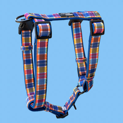 Step in H-Harness with front & back attachment | Country Plaid | Fully Padded Neoprene Harness-Harness-Dizzy Dog Collars