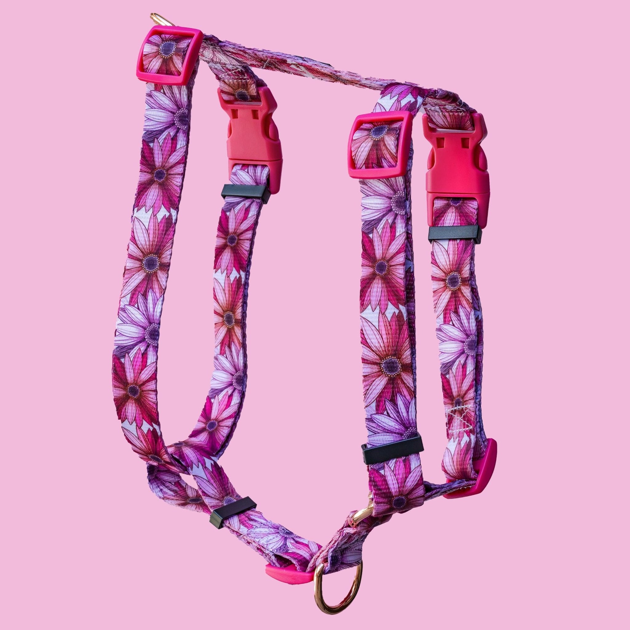 Step in H Harness with front back attachment Perfect Petals Med O Dizzy Dog Collars