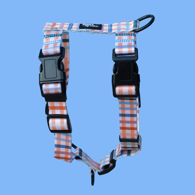 Step in H-Harness with front & back attachment - Vintage Gingham-Harness-Dizzy Dog Collars