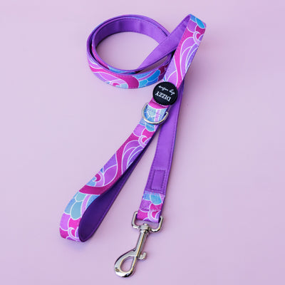 The Maggie: Purple Waves Dog Leash | Dog Lead-Leash-Dizzy Dog Collars