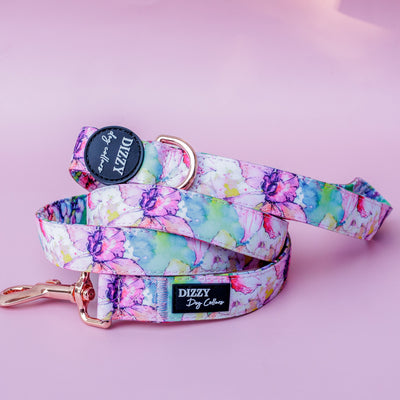 The Willow: Watercolour Floral Dog Lead | Canvas & Neoprene | High Quality Fully Padded Leash-Leash-Dizzy Dog Collars