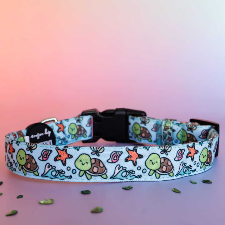 Turtle Tots Dog Collar | Canvas & Neoprene Dog Collar