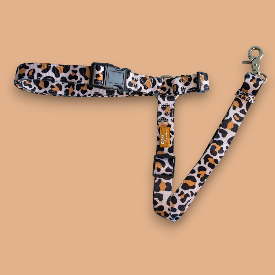 Car Headrest Restraint  | Latte Leopard|  Dog Car Restraint Tether